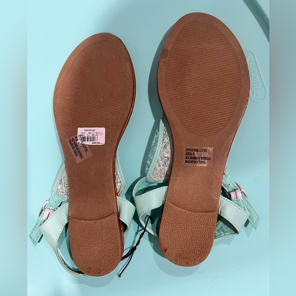 NEW NWT Vanity mint green sandals women’s 9 lacy - Picture 4 of 6
